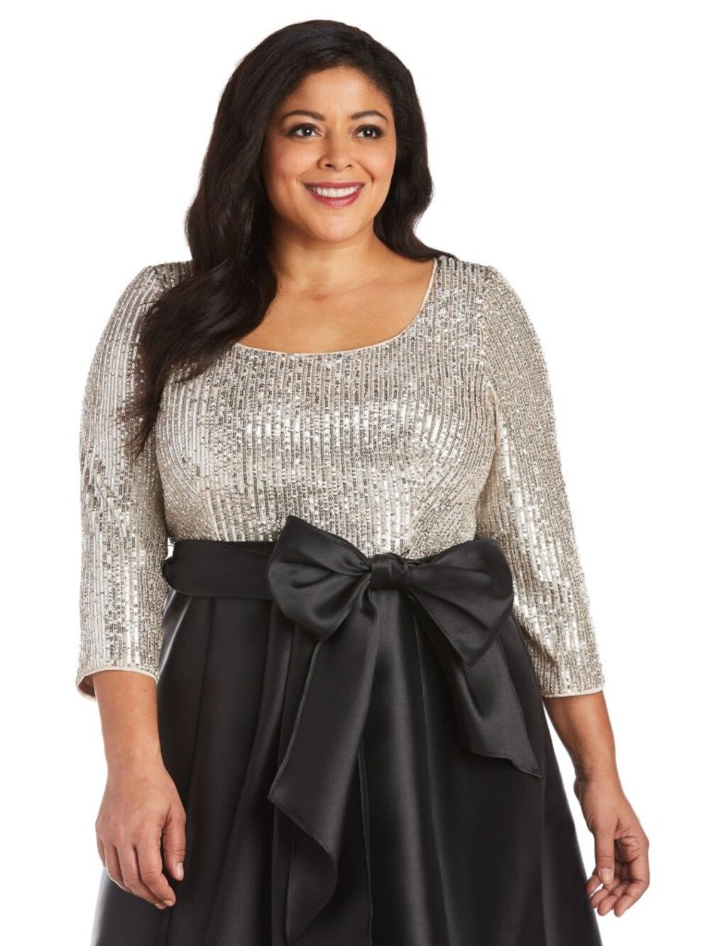 R&M RICHARDS Shimmering Gold Black Hi Low Dress Size 20W NEW NWOT